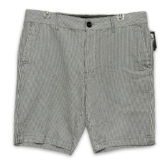 Union Chino Shorts Button Closure Zip Fly Striped Seersucker Gray/White 34R NWT - Picture 2 of 10